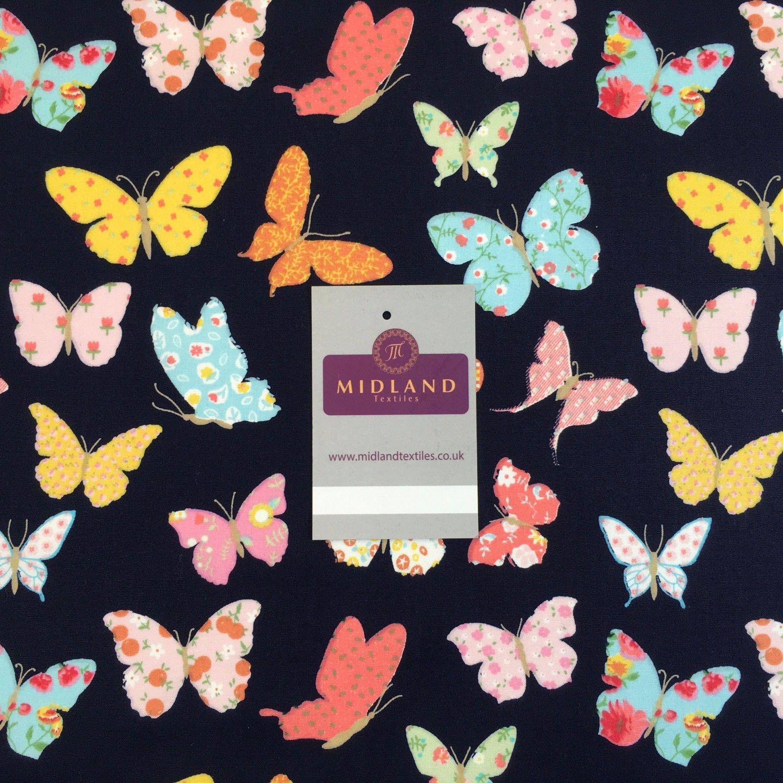Printed butterfly cotton poplin fabric 45' Wide M769 Mtex