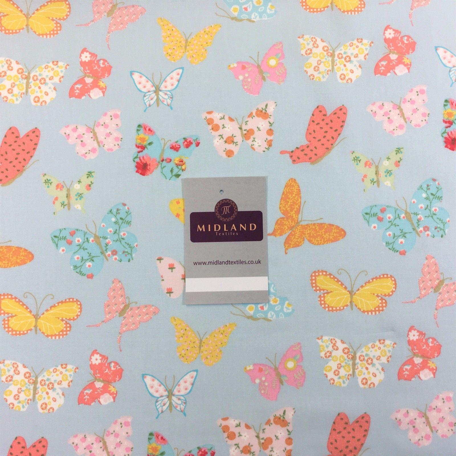 Printed butterfly cotton poplin fabric 45' Wide M769 Mtex