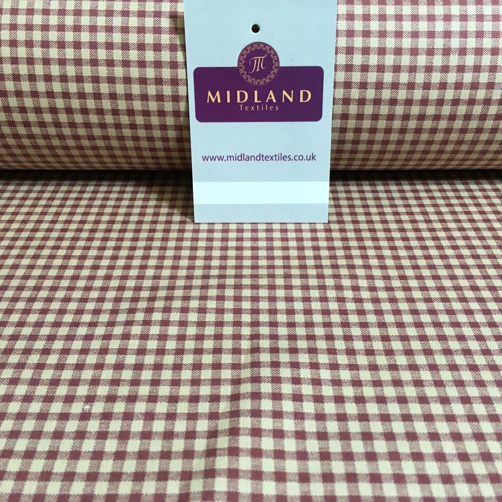 Printed Cotton Poplin Checked Gingham Dress Fabric 44' M758 Mtex