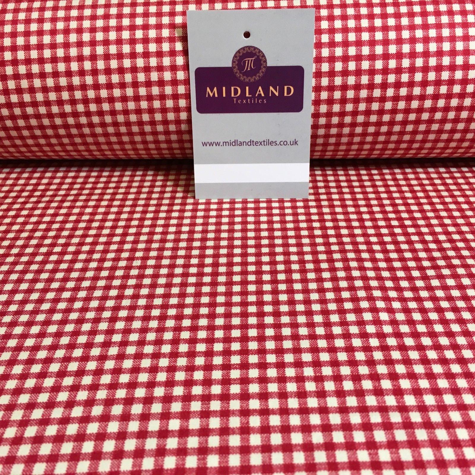 Printed Cotton Poplin Checked Gingham Dress Fabric 44' M758 Mtex