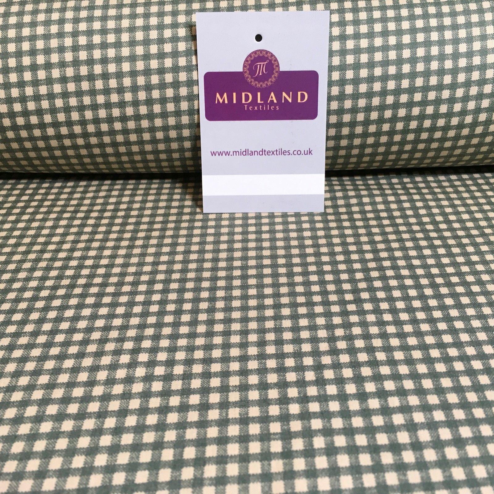 Printed Cotton Poplin Checked Gingham Dress Fabric 44' M758 Mtex