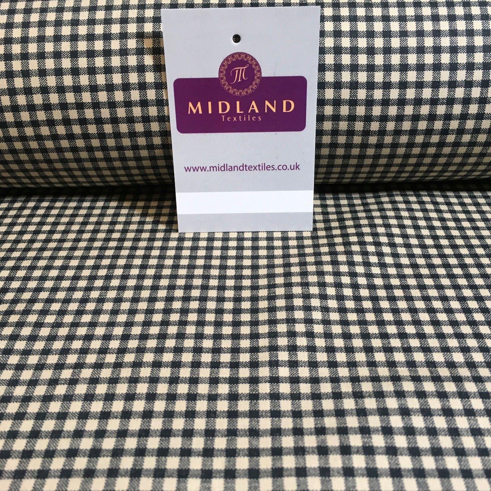 Printed Cotton Poplin Checked Gingham Dress Fabric 44' M758 Mtex