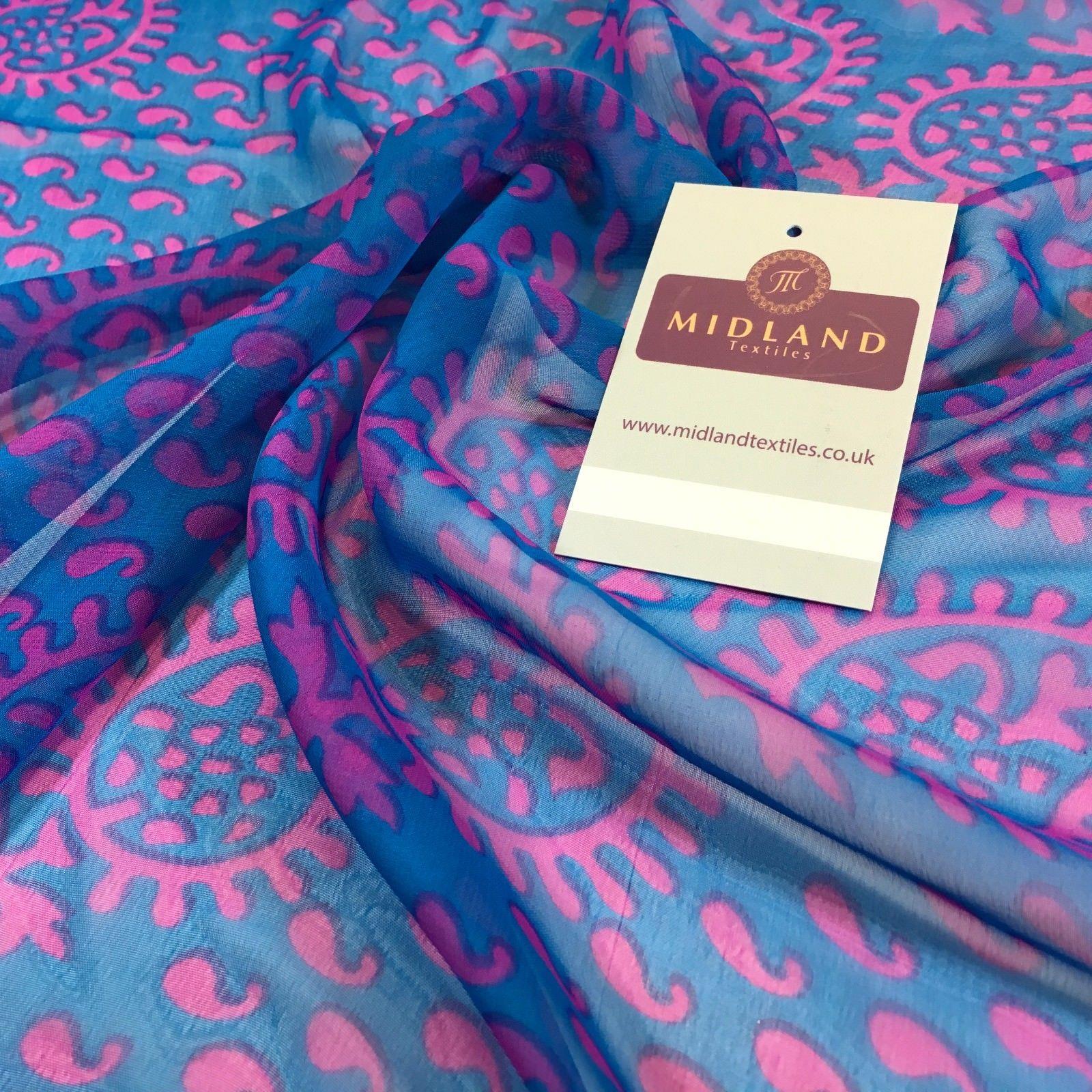 Two Coloured paisley Lightweight printed chiffon 55' Wide M764 Mtex
