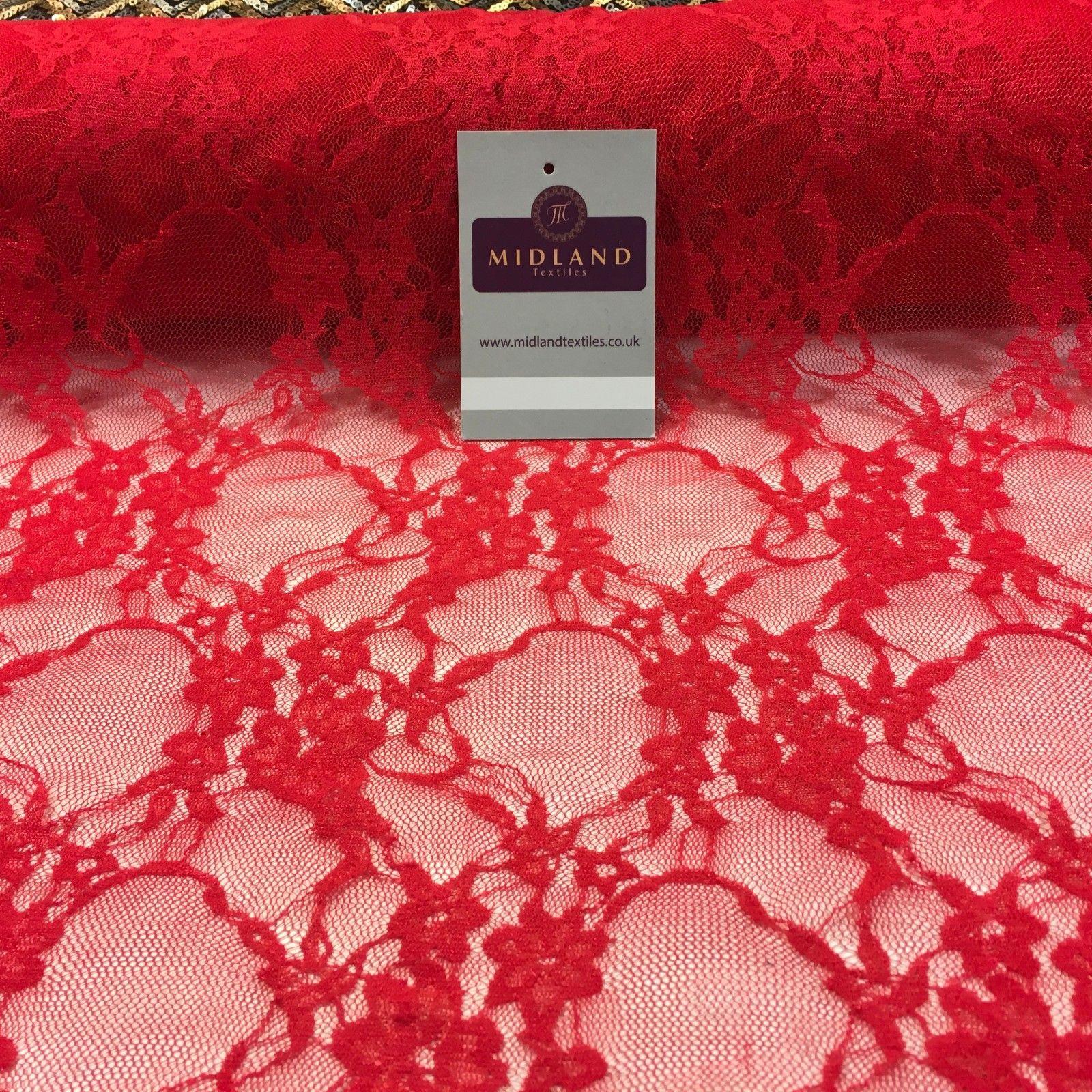 Red Floral Lace wedding, evening, dress fabric 58' M186-41 Mtex