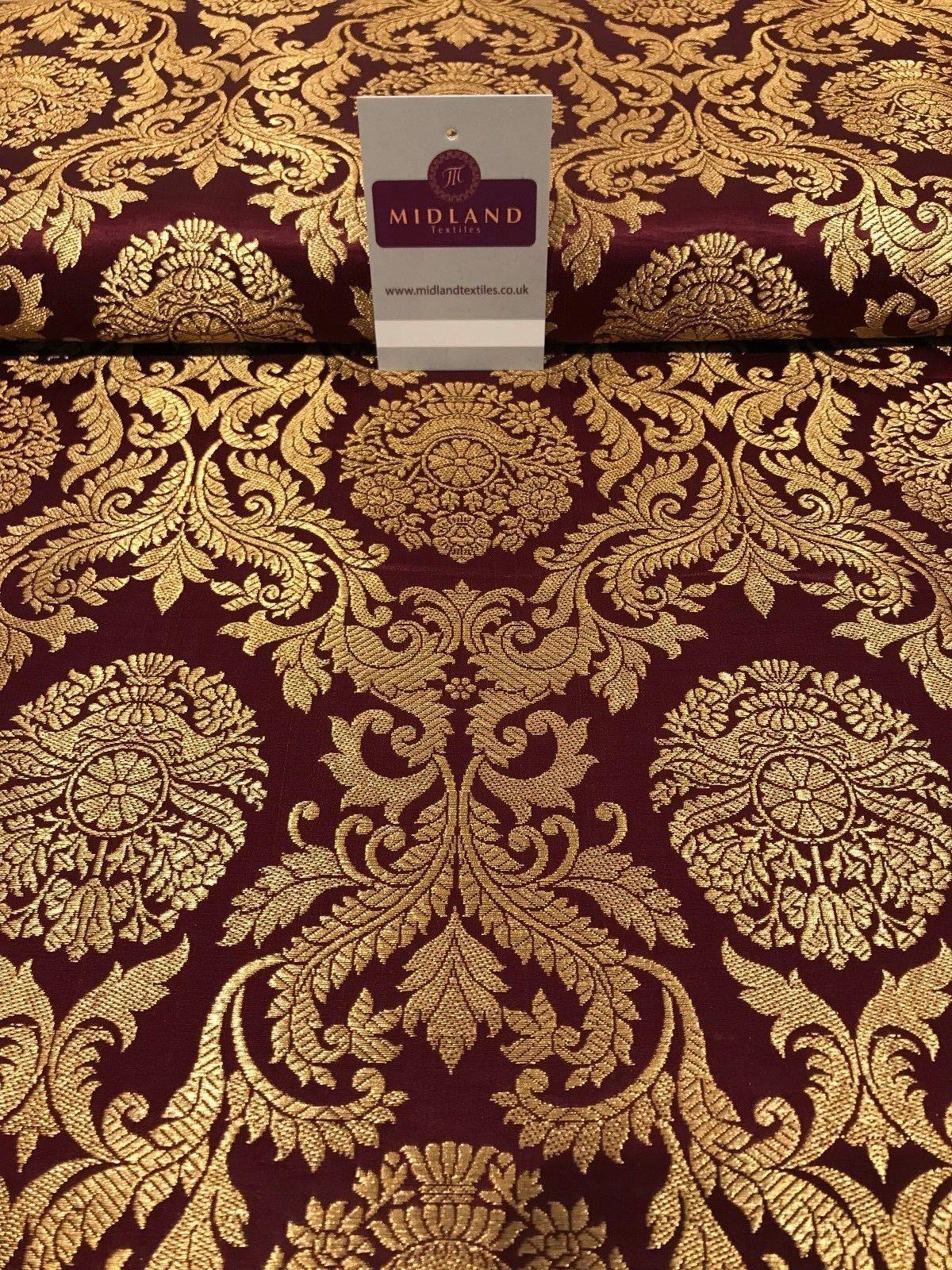 Gold Metallic Ornamental Indian Faux Silk Banarsi brocade Fabric 44' Wide M807