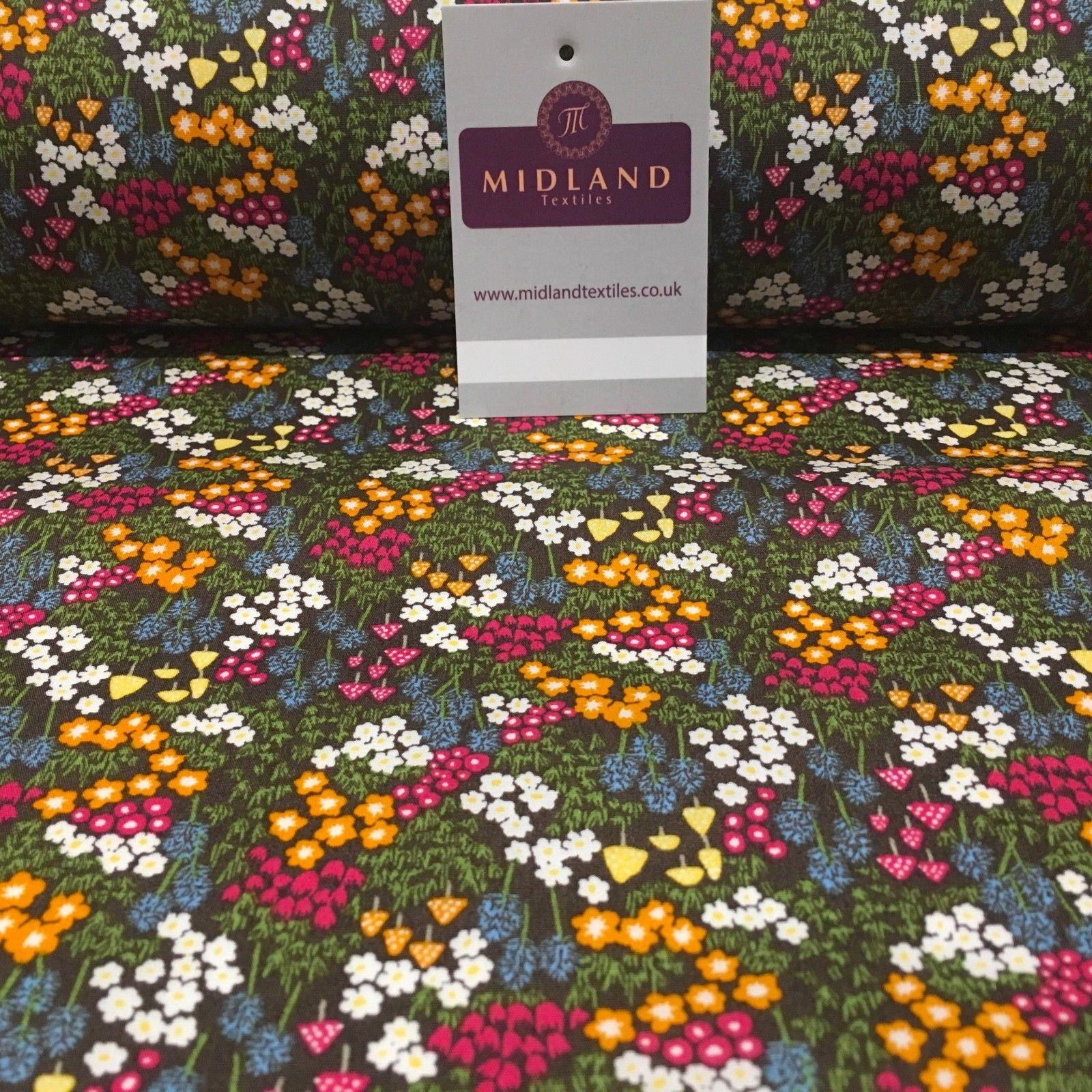 Floral Flowers and Mushroom Printed 100% cotton fabric 44' Wide M814 Mtex