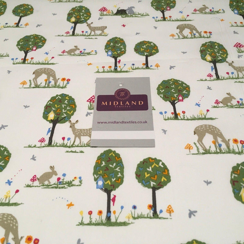 Tree, Rabbit and Deer printed 100% cotton fabric 44