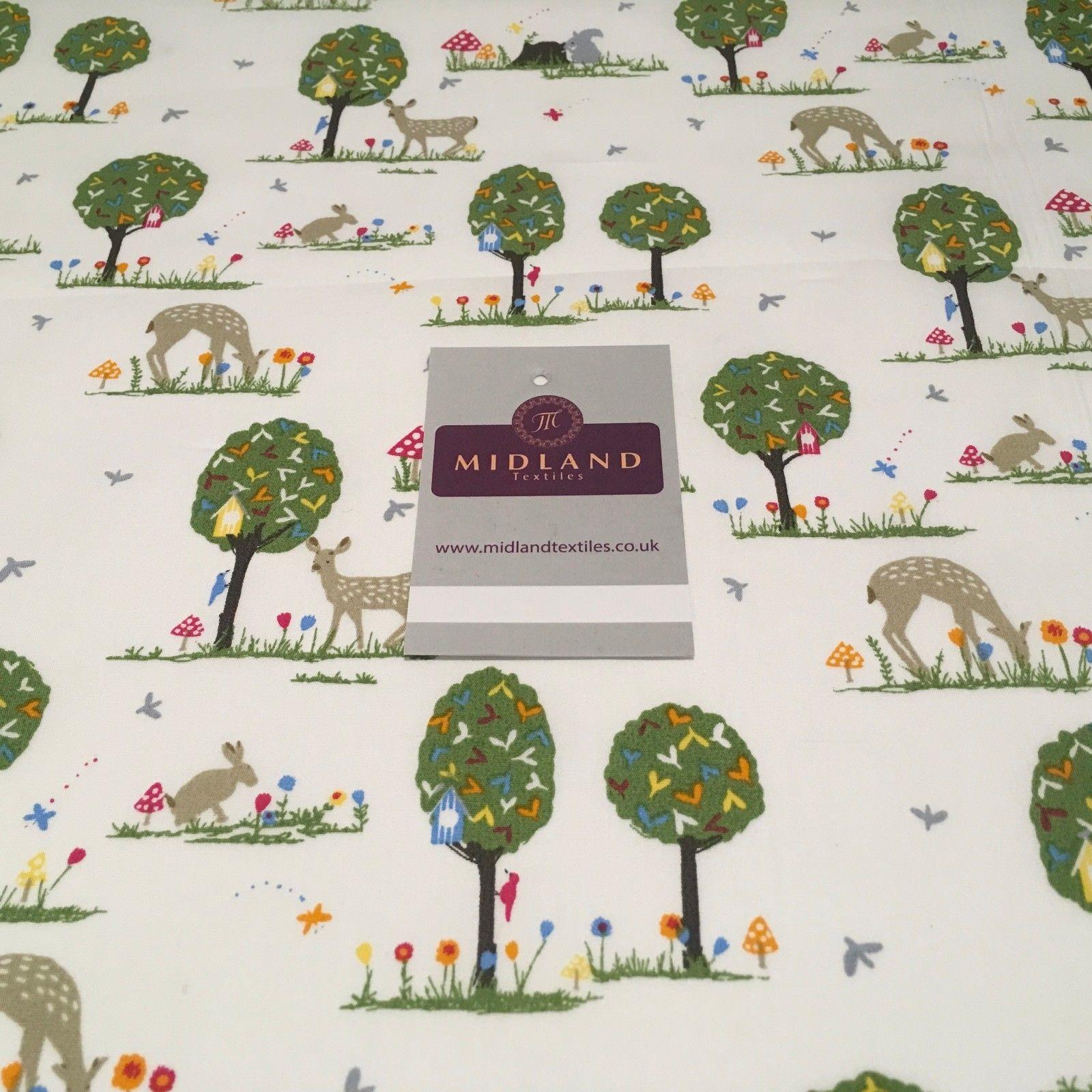 Tree, Rabbit and Deer printed 100% cotton fabric 44' Wide M813 Mtex