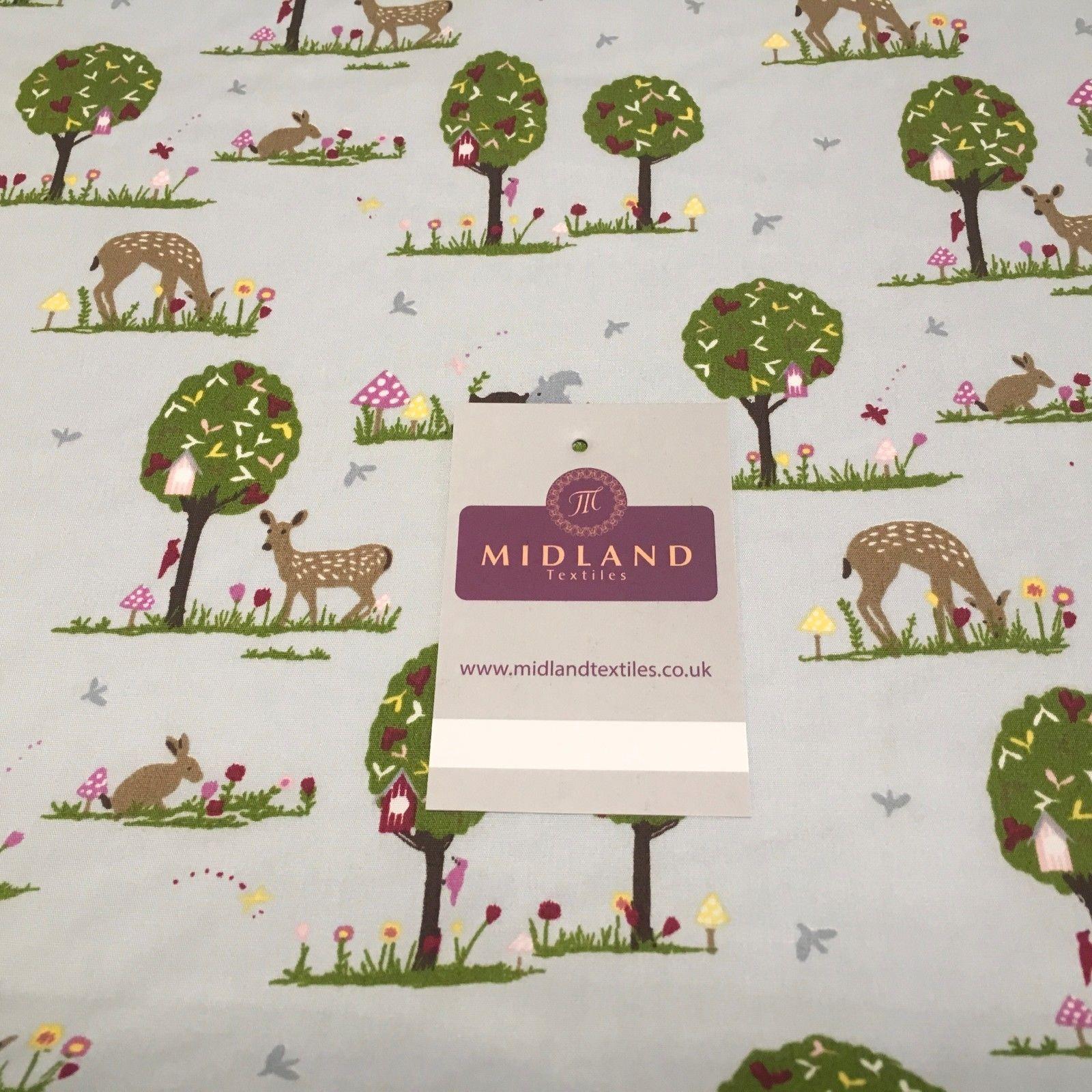 Tree, Rabbit and Deer printed 100% cotton fabric 44' Wide M813 Mtex
