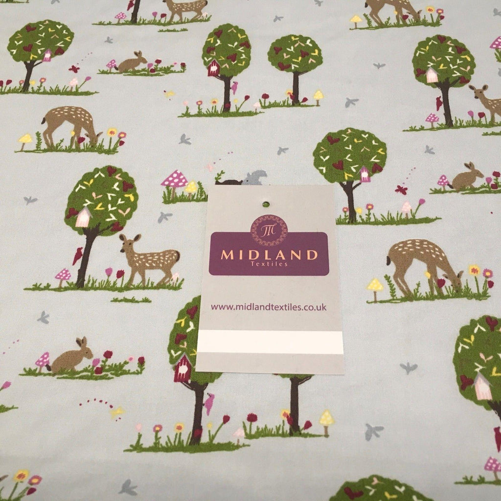 Tree, Rabbit and Deer printed 100% cotton fabric 44