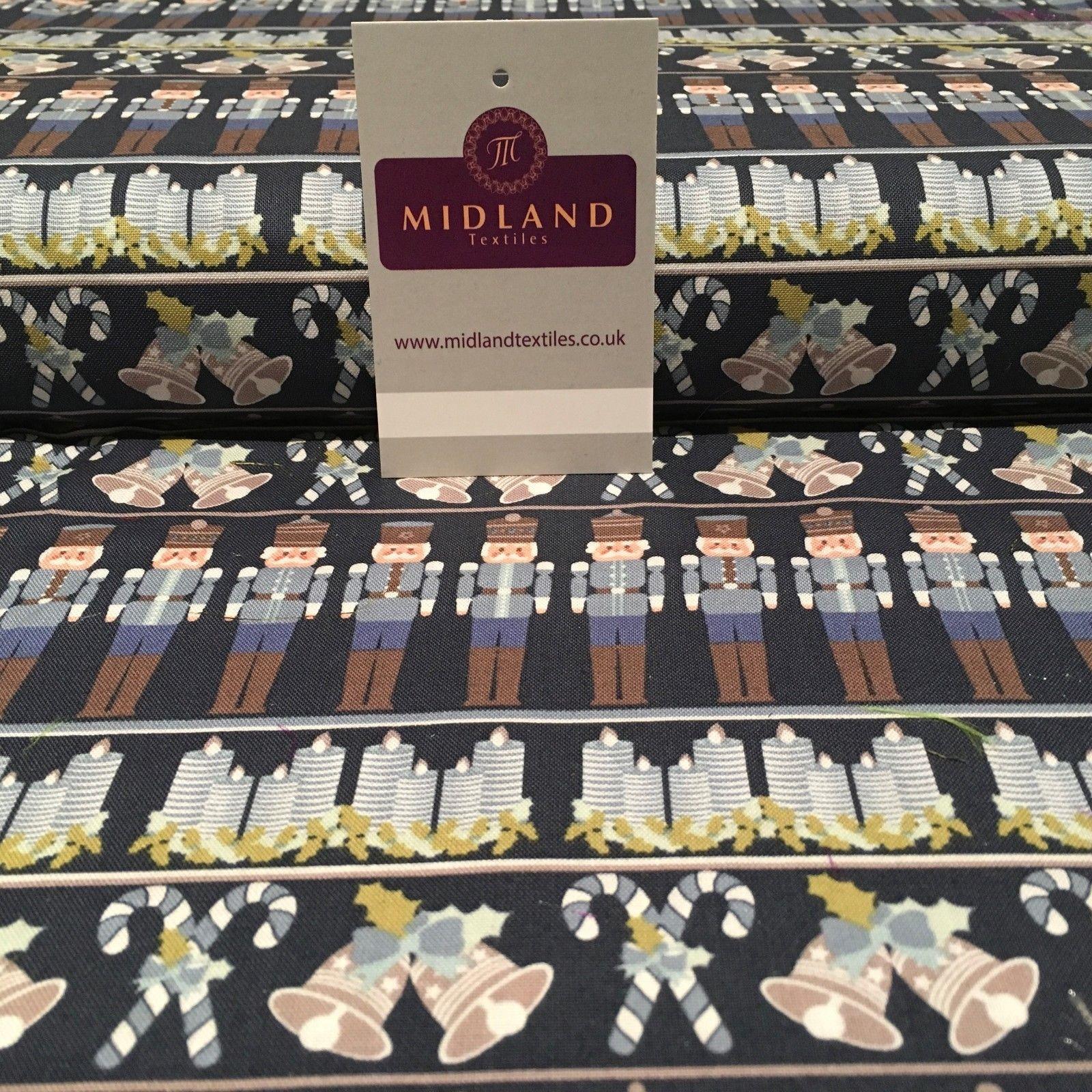 Navy Nutcracker Christmas Themed Patchwork fabric 100% Cotton 44' Wide MA828