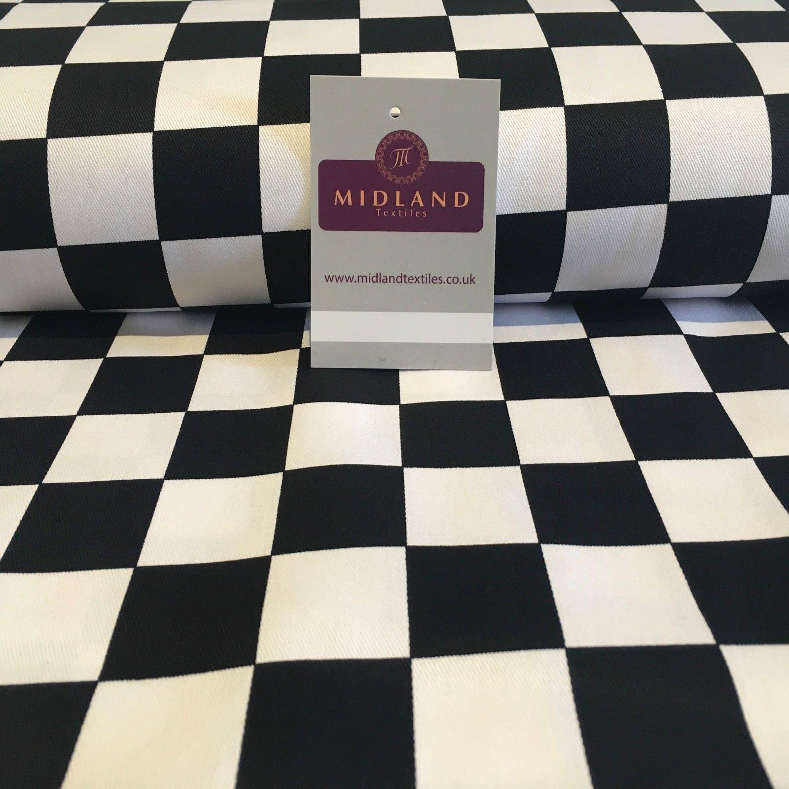 Black and White 100% Cotton Drill Chef's Check 58' Wide Fabric Mtex MD843