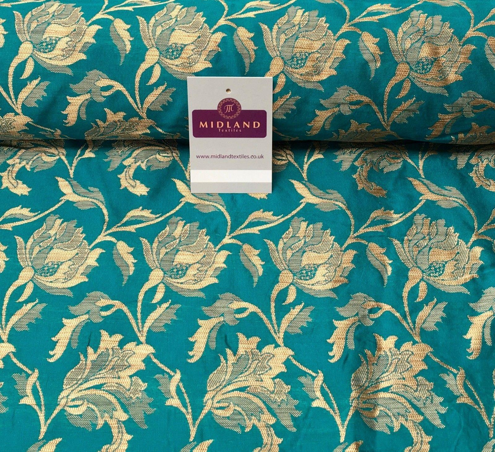 Indian Gold Floral Banarsi Brocade Faux Silk Waistcoat Fabric 44' Wide Mtex M833