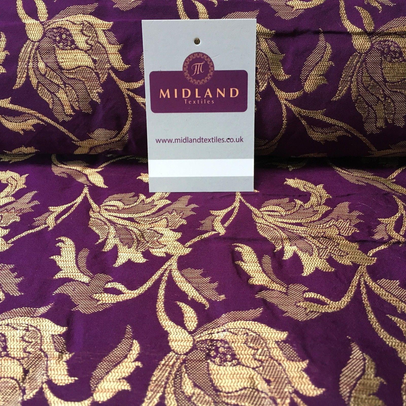 Indian Gold Floral Banarsi Brocade Faux Silk Waistcoat Fabric 44' Wide Mtex M833