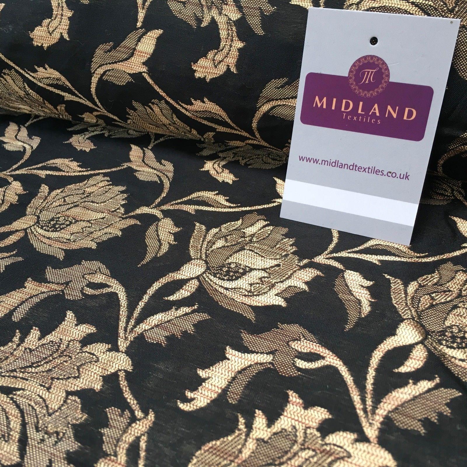 Indian Gold Floral Banarsi Brocade Faux Silk Waistcoat Fabric 44' Wide Mtex M833