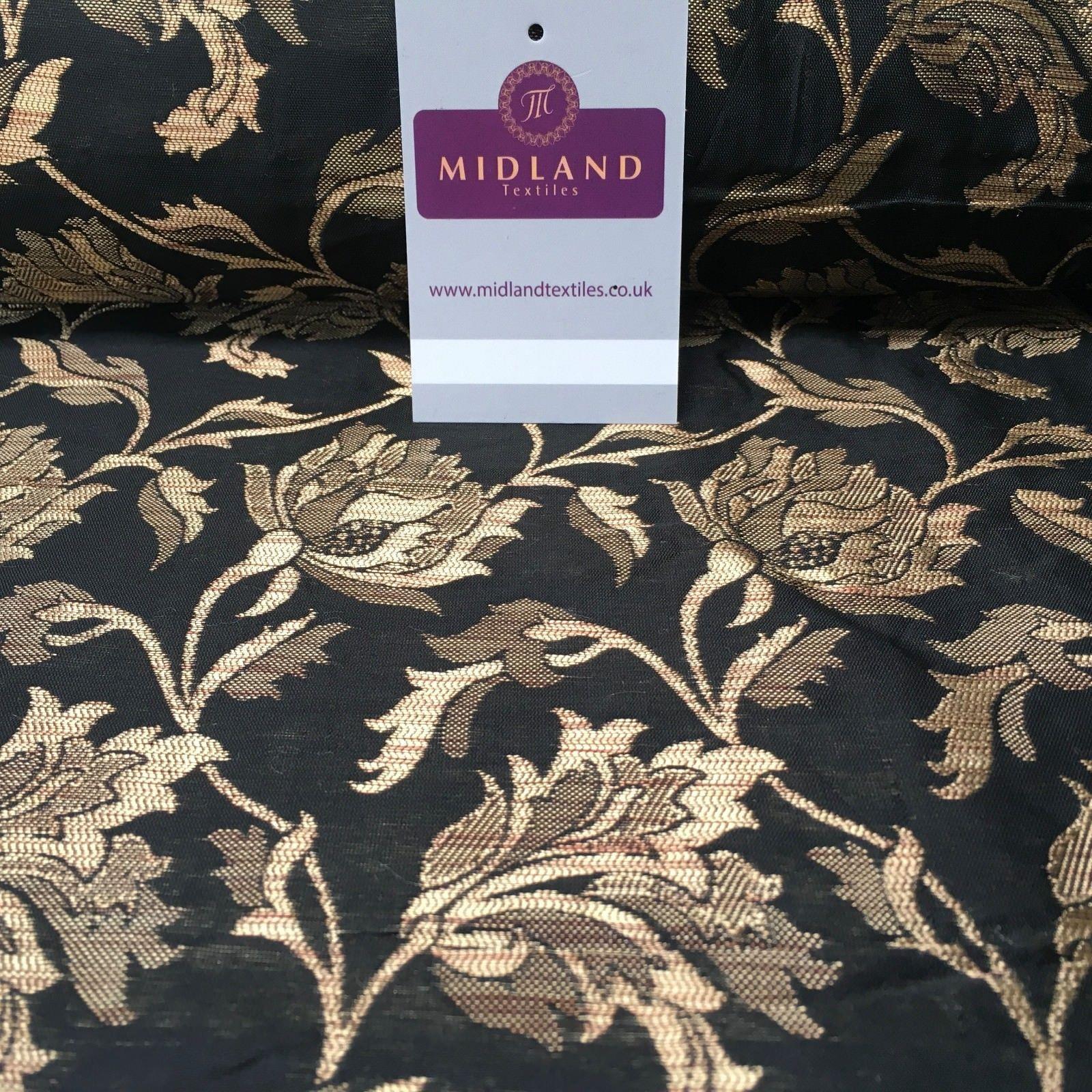 Indian Gold Floral Banarsi Brocade Faux Silk Waistcoat Fabric 44' Wide Mtex M833