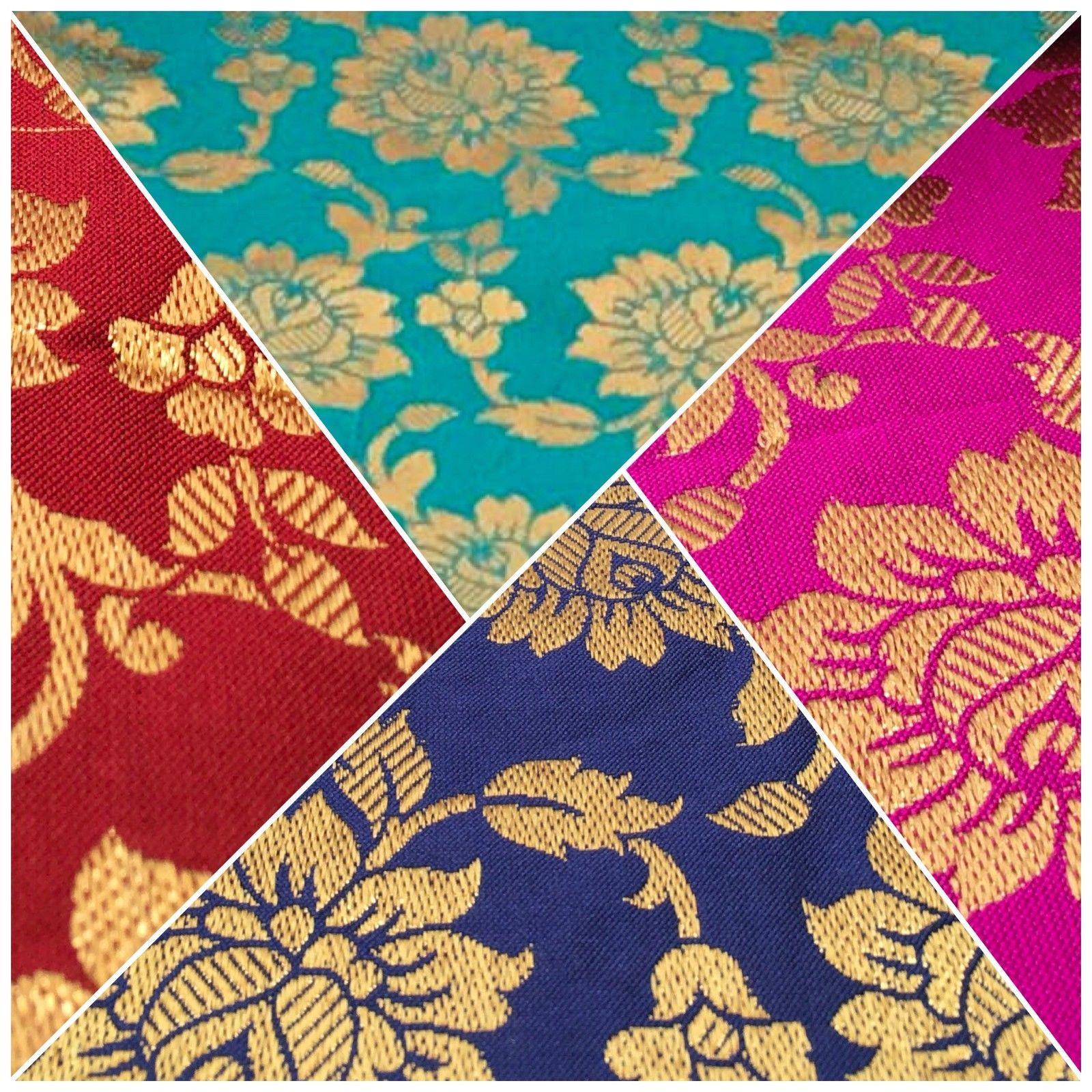 Indian Gold Floral Banarsi Brocade Waistcoat Fabric 44' Wide Mtex MA838