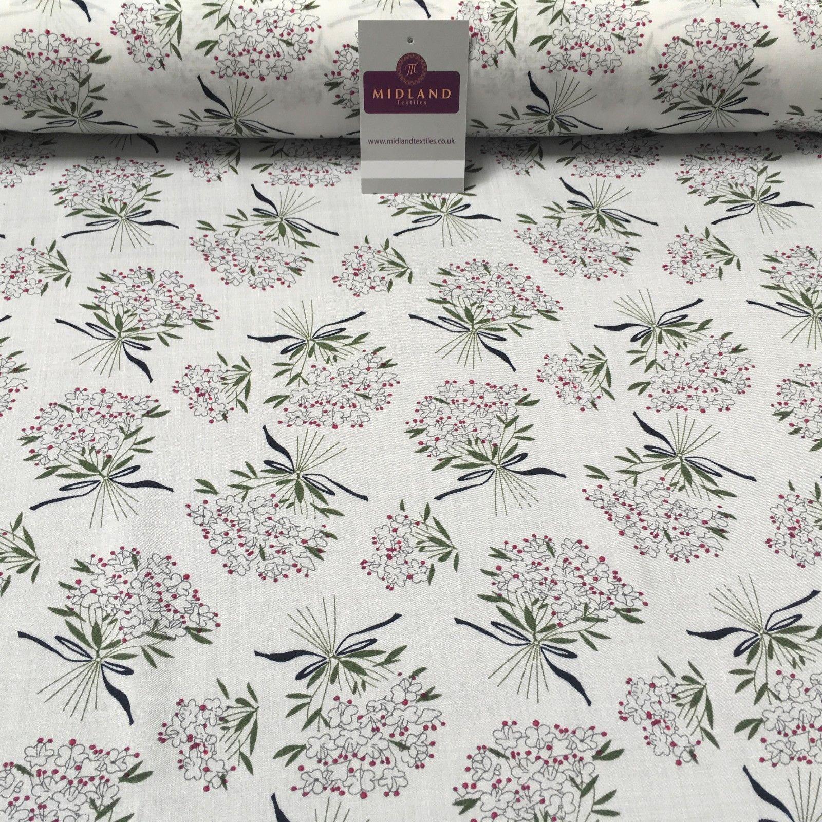 Vintage Floral Flower Bouquet printed Viscose Dress Fabric 58' wide MA885