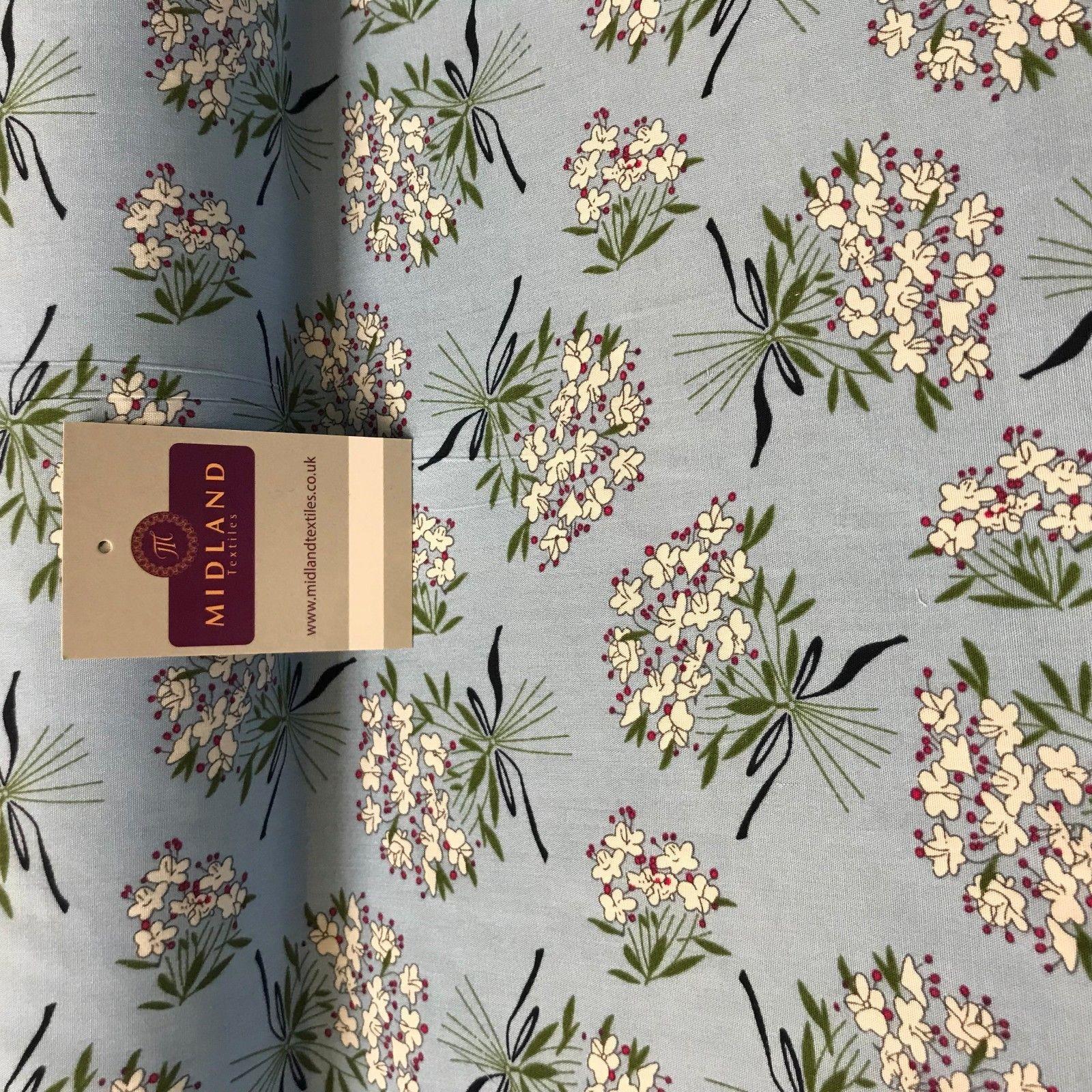 Vintage Floral Flower Bouquet printed Viscose Dress Fabric 58' wide MA885