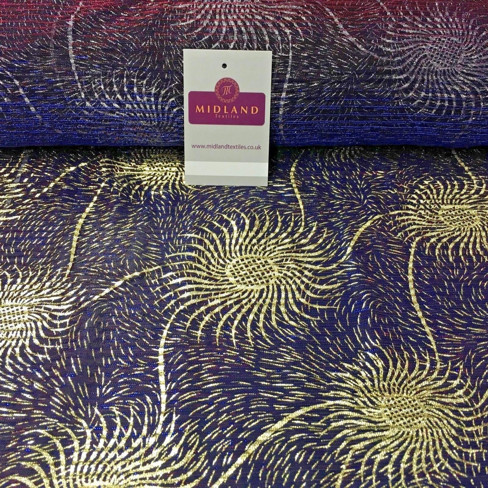 Two Tonal Pleated 1 way stretch Light Weight Gold Foil mesh Fabric 58' ME883