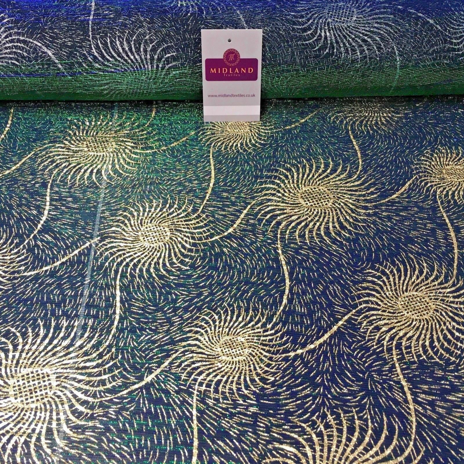 Two Tonal Pleated 1 way stretch Light Weight Gold Foil mesh Fabric 58' ME883