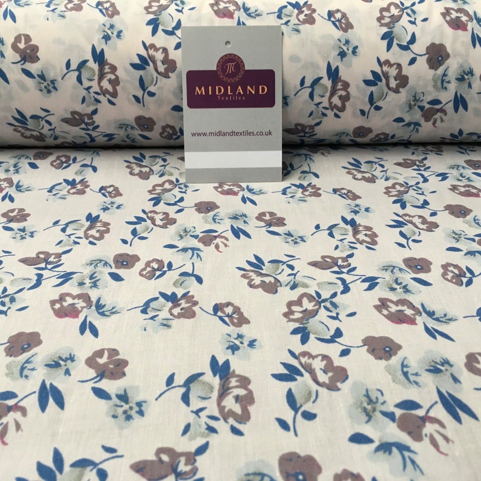 Pale Pink Floral Vintage Printed Polycotton Dress Fabric 44' wide ME881