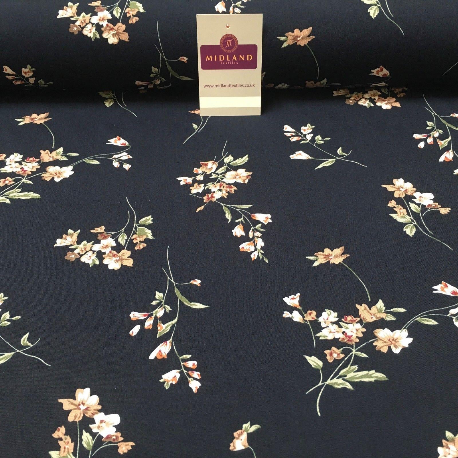 Vintage Floral Printed Viscose Dress Fabric 58' wide MA884 Mtex