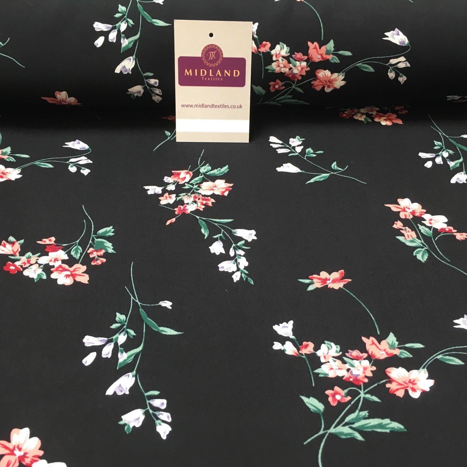 Vintage Floral Printed Viscose Dress Fabric 58' wide MA884 Mtex