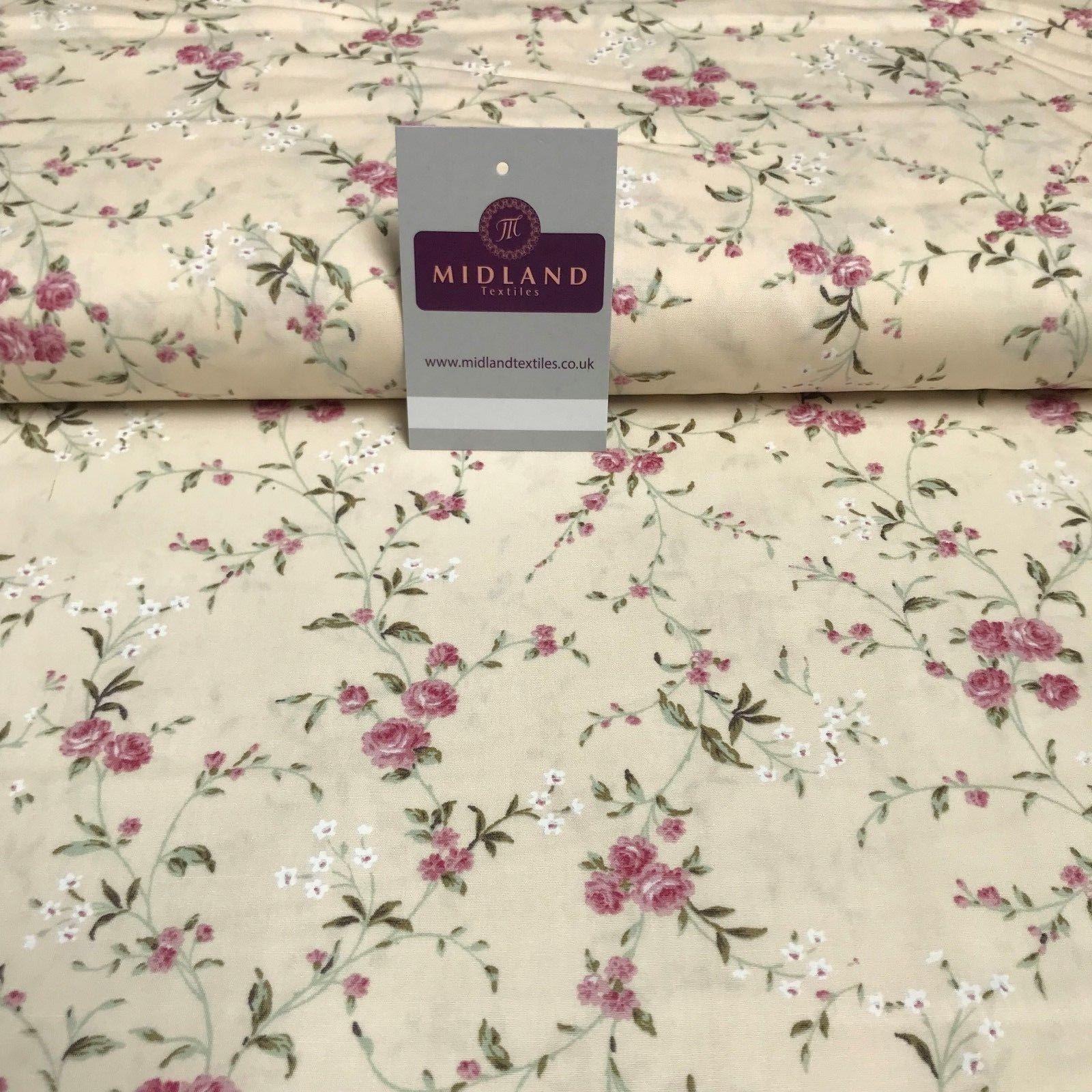 Vintage Floral Shabby Chic Printed Cotton Poplin Dress Fabric 44' wide MK894