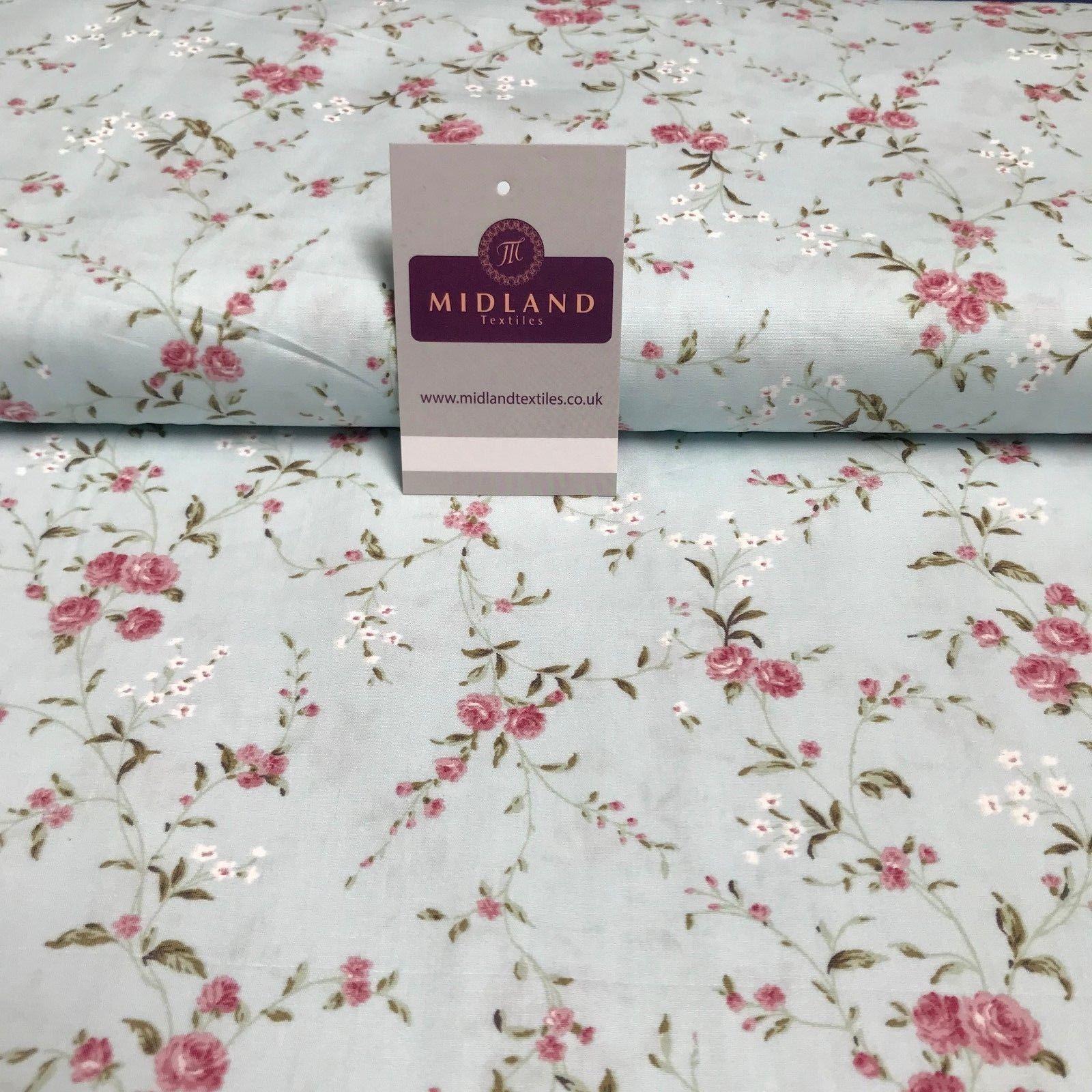 Vintage Floral Shabby Chic Printed Cotton Poplin Dress Fabric 44' wide MK894