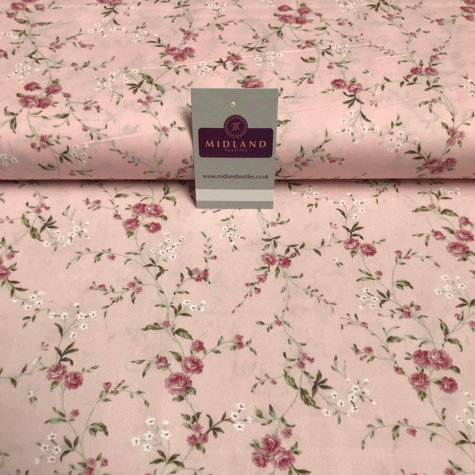 Vintage Floral Shabby Chic Printed Cotton Poplin Dress Fabric 44' wide MK894