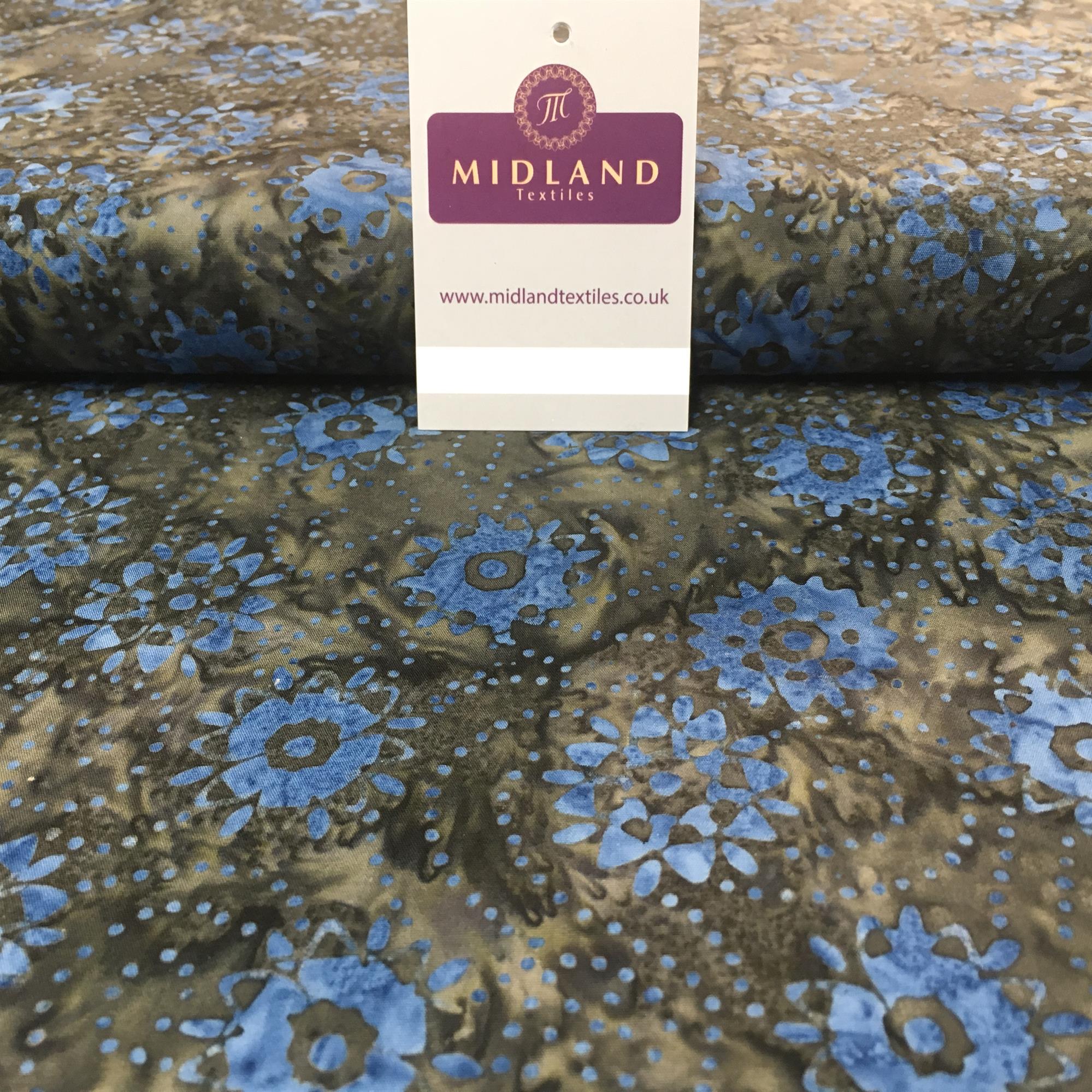 Clog Tie Dye Bali Batik 100% Cotton patchwork Fabric 44' Wide MK900 Mtex Teal A / Sample