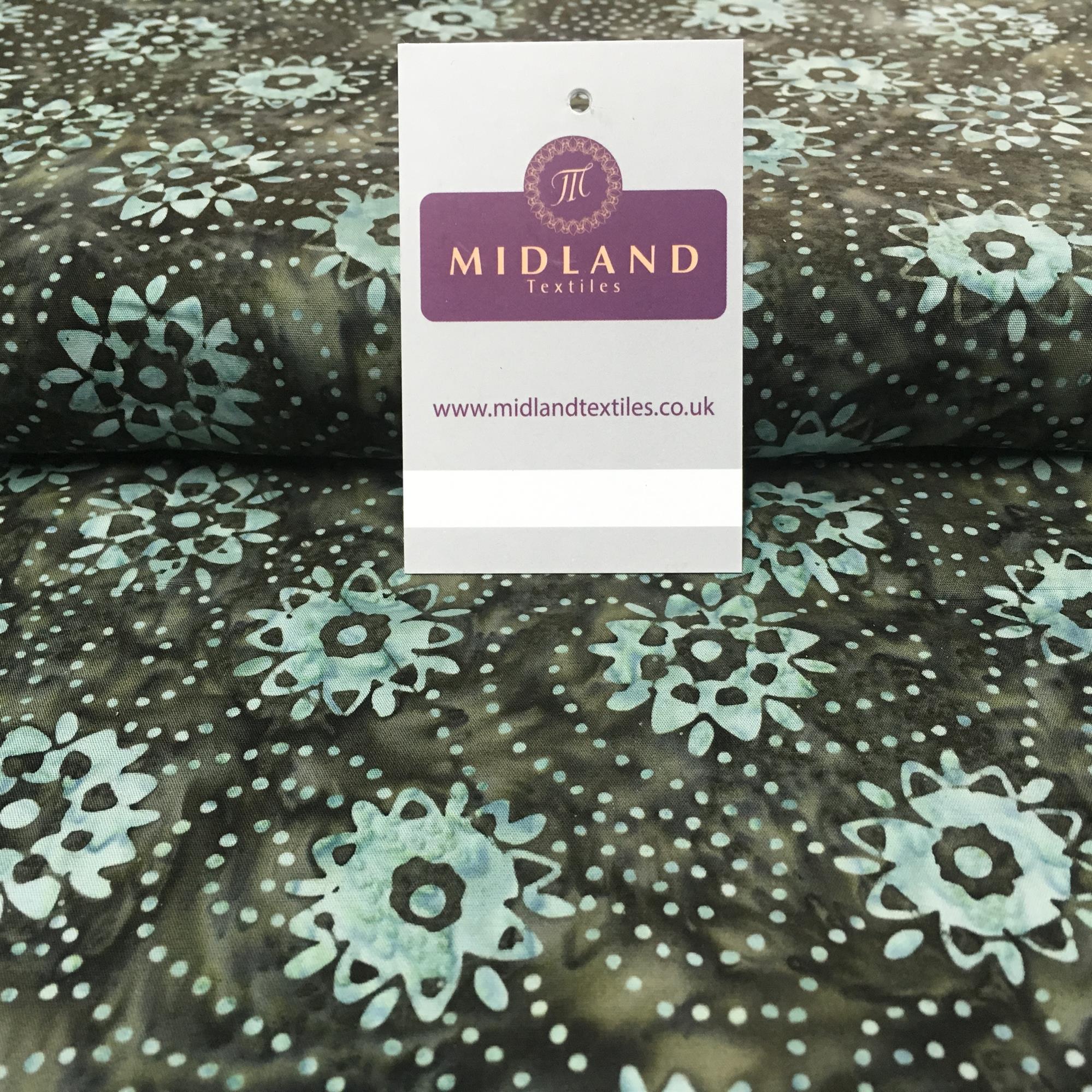 Clog Tie Dye Bali Batik 100% Cotton patchwork Fabric 44' Wide MK900 Mtex Teal A / Sample