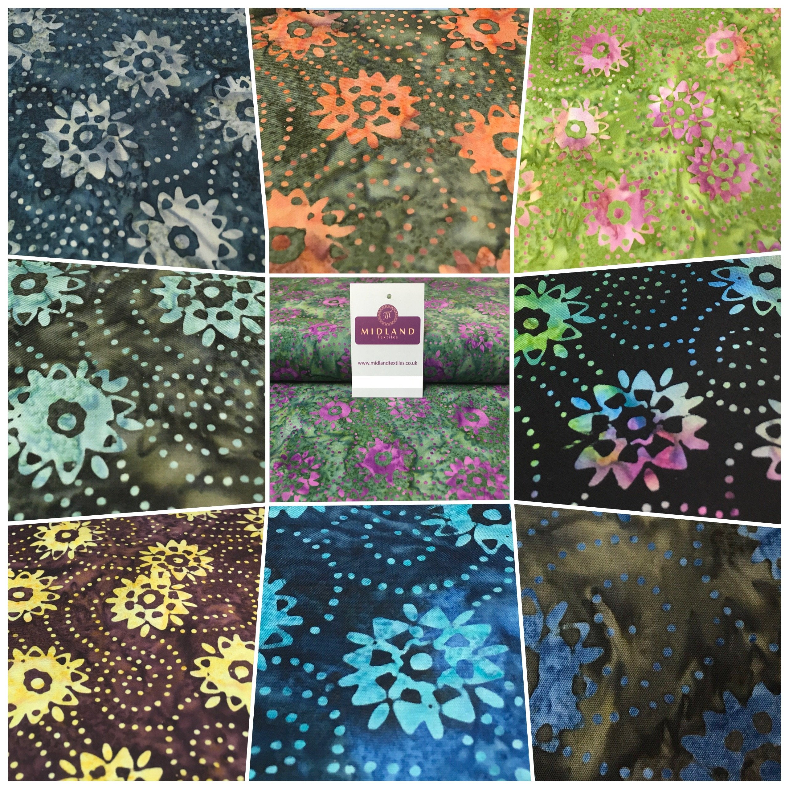 Clog Tie Dye Bali Batik 100% Cotton patchwork Fabric 44' Wide MK900 Mtex Teal A / Sample