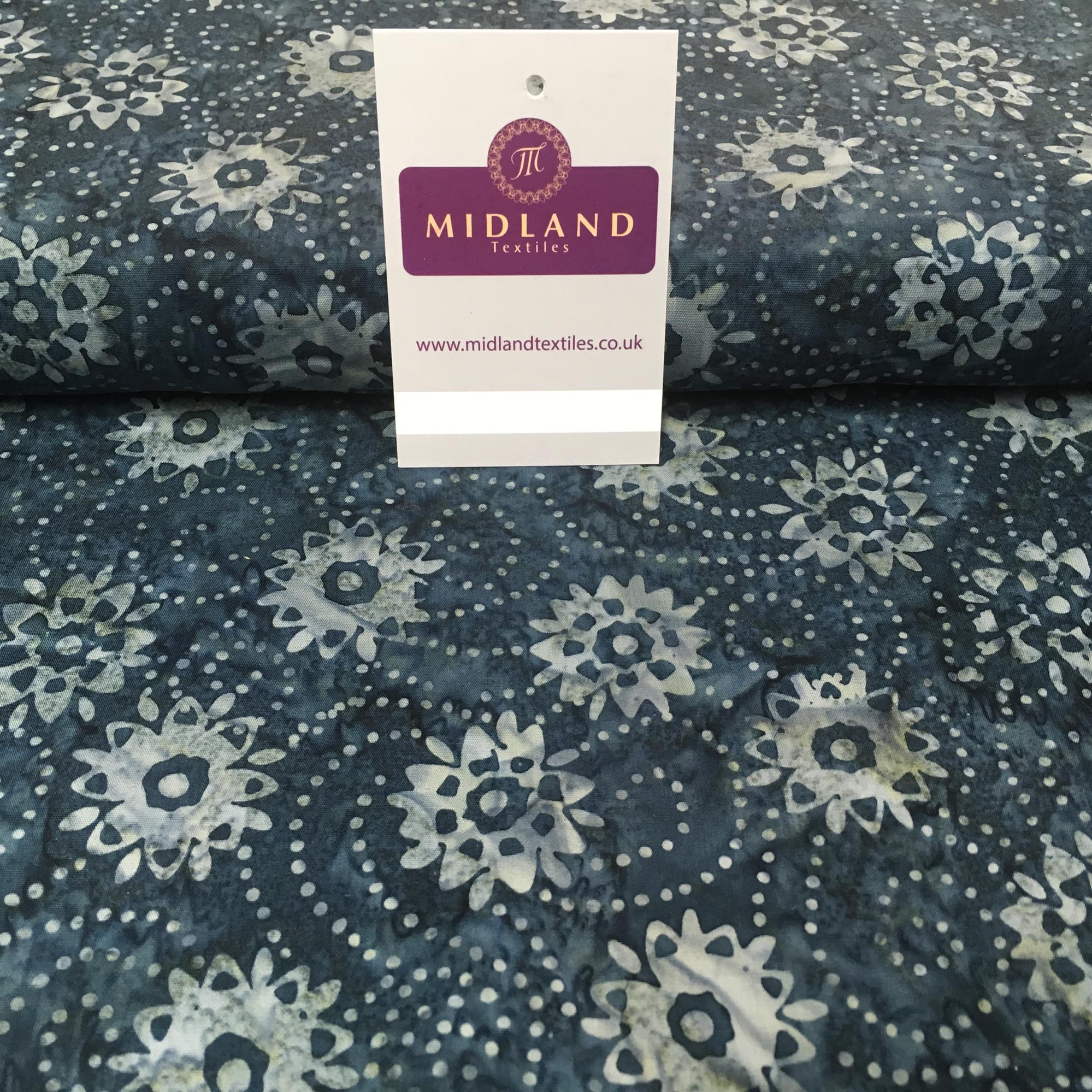 Clog Tie Dye Bali Batik 100% Cotton patchwork Fabric 44' Wide MK900 Mtex Teal A / Sample