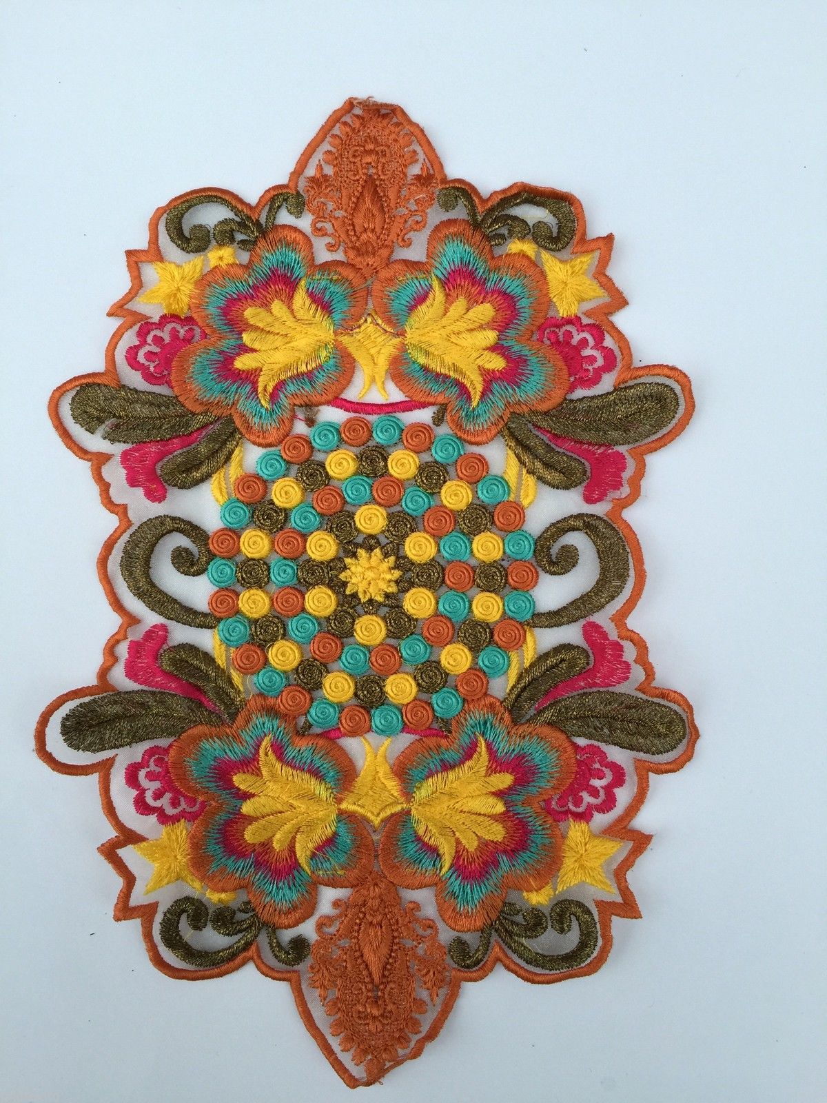 Indian Patch Floral Design Embroidered Quilting Dress Applique 1 Pc M355