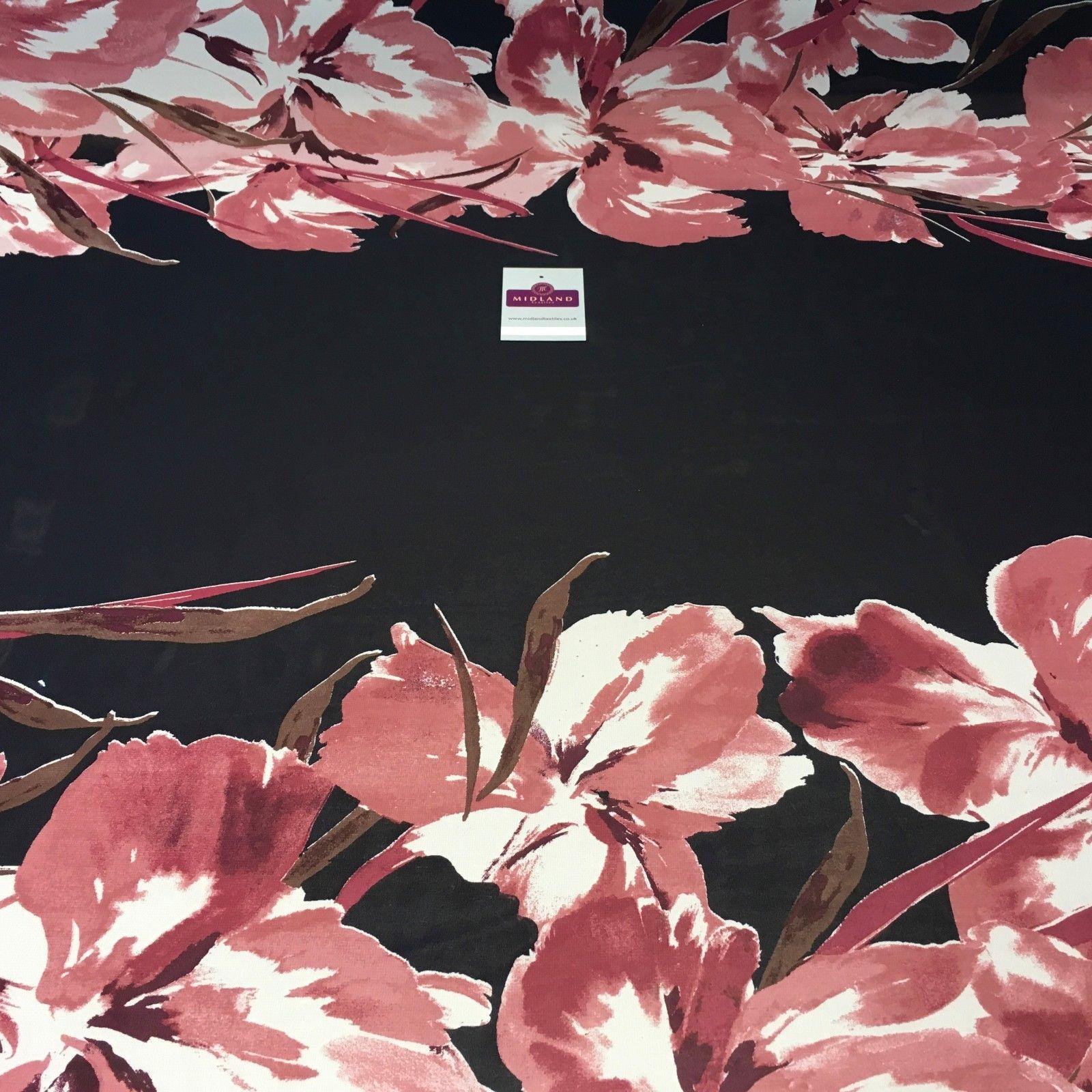 Navy Blue Rose Floral Printed Chiffon fabric 58' Wide M401-59 Mtex