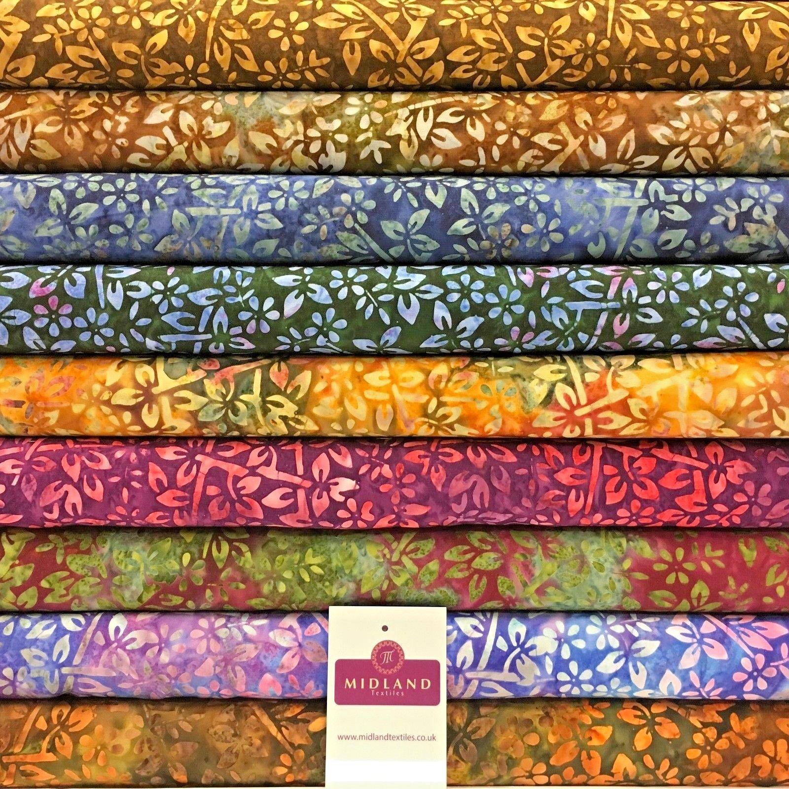 Bali Batik Floral leaves 100% Cotton Patchwork fabric 45' Wide MK902 Mtex