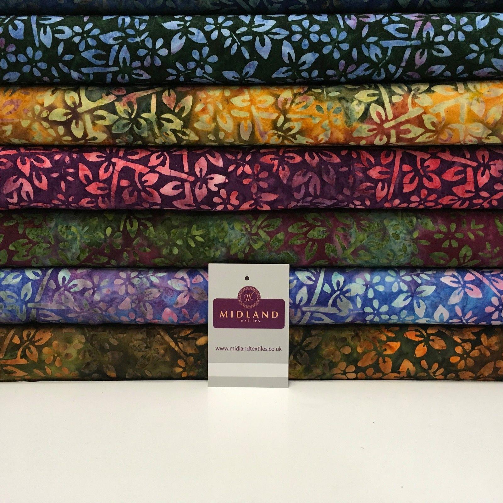 Bali Batik Floral leaves 100% Cotton Patchwork fabric 45' Wide MK902 Mtex