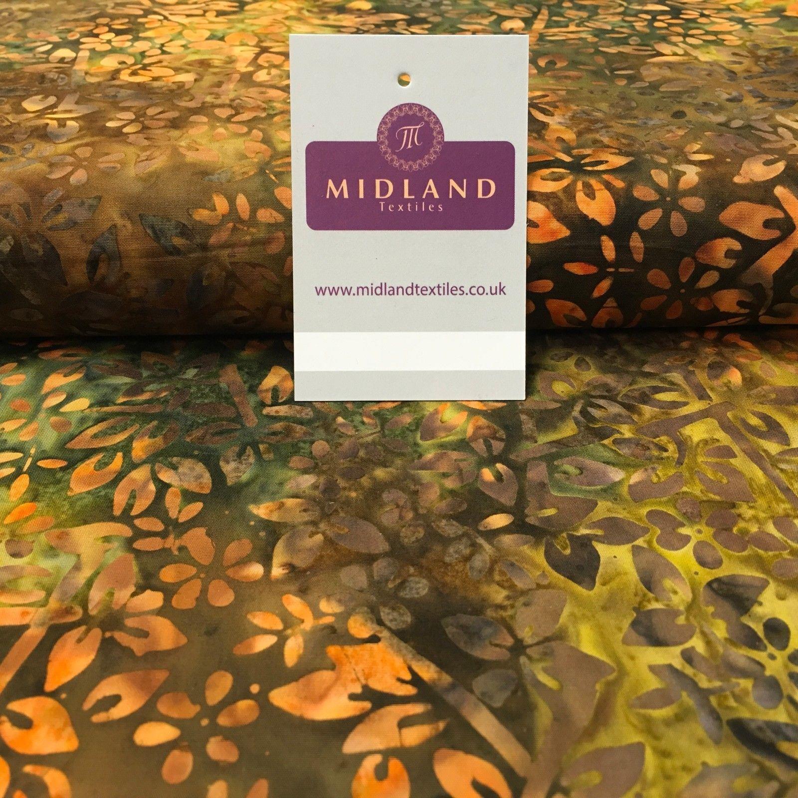 Bali Batik Floral leaves 100% Cotton Patchwork fabric 45' Wide MK902 Mtex