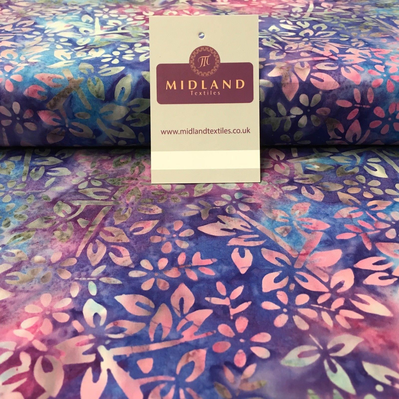 Bali Batik Floral leaves 100% Cotton Patchwork fabric 45' Wide MK902 Mtex