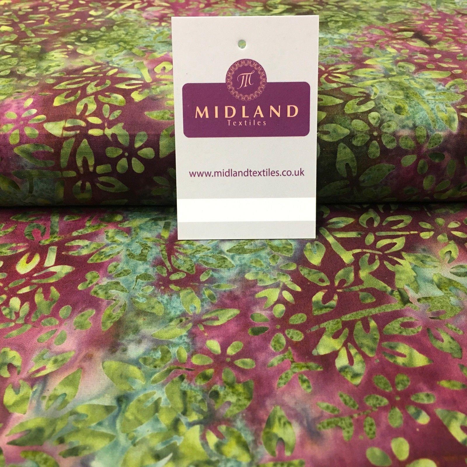 Bali Batik Floral leaves 100% Cotton Patchwork fabric 45' Wide MK902 Mtex