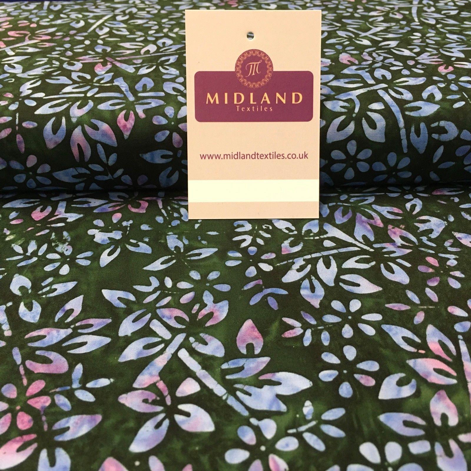 Bali Batik Floral leaves 100% Cotton Patchwork fabric 45' Wide MK902 Mtex