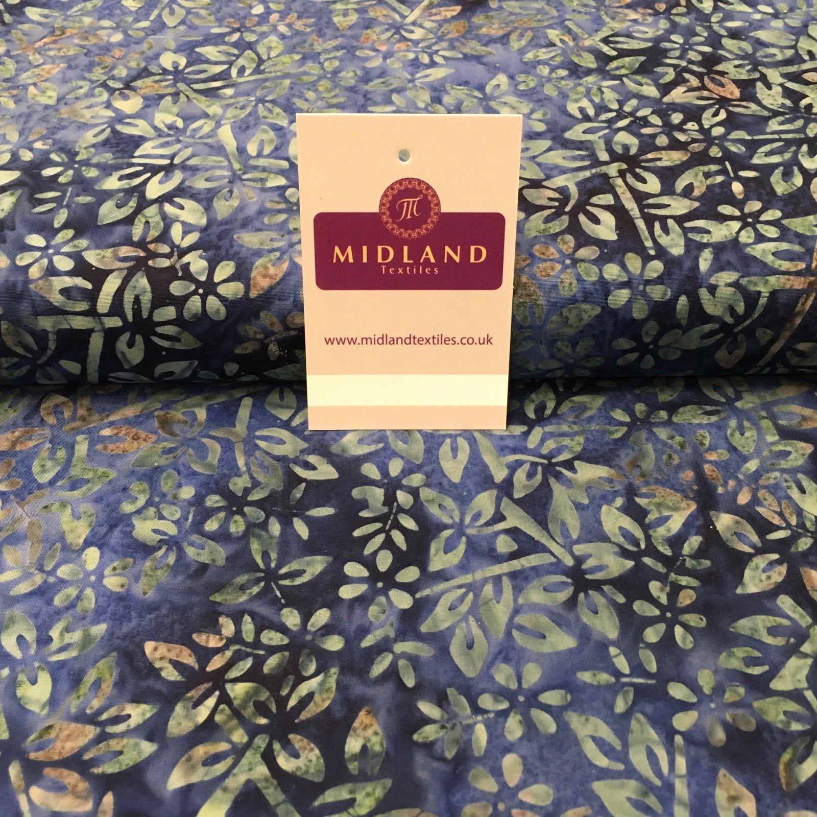 Bali Batik Floral leaves 100% Cotton Patchwork fabric 45' Wide MK902 Mtex