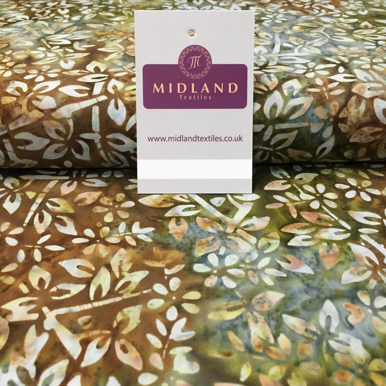 Bali Batik Floral leaves 100% Cotton Patchwork fabric 45' Wide MK902 Mtex