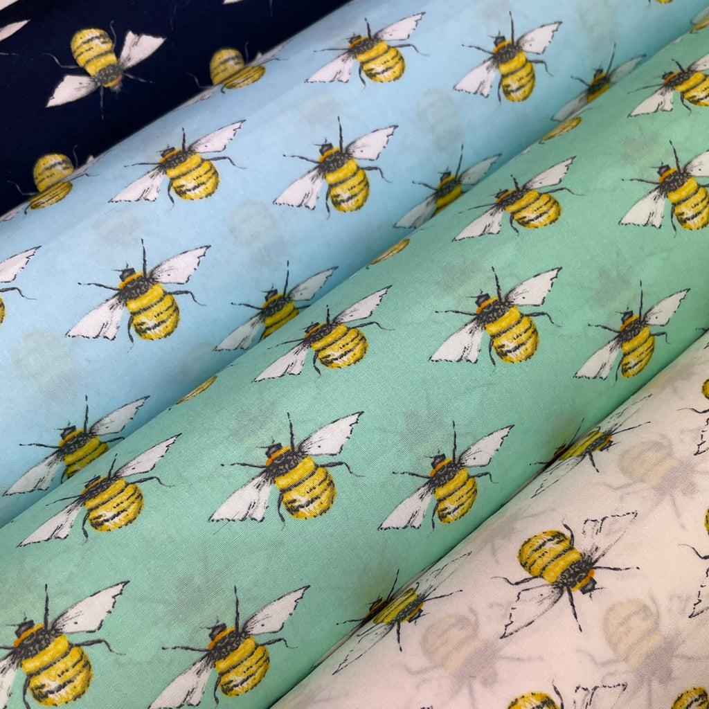 100% Cotton Poplin printed bees craft mask Fabric 110 cm MD1398 Mtex