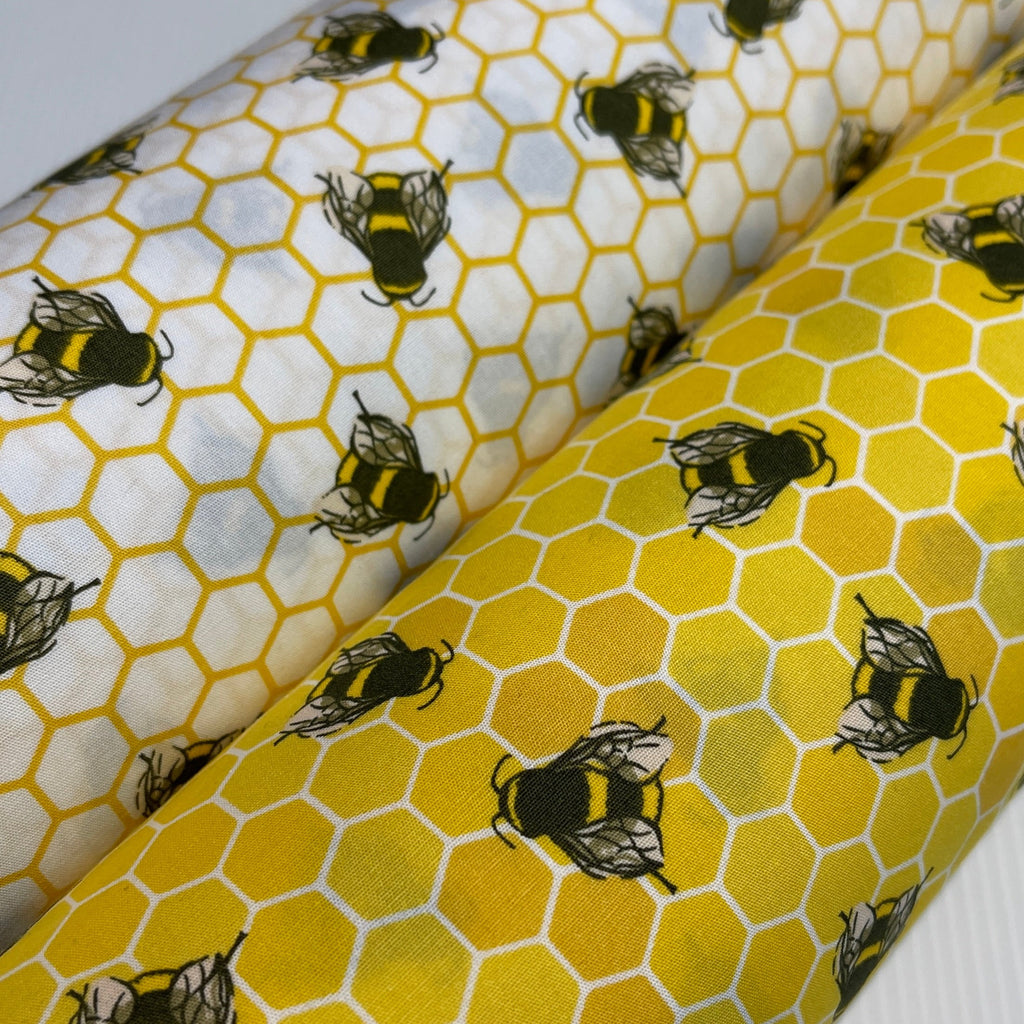 100% Cotton Poplin Bee's printed craft Fabric 110 cm MD1397 Mtex