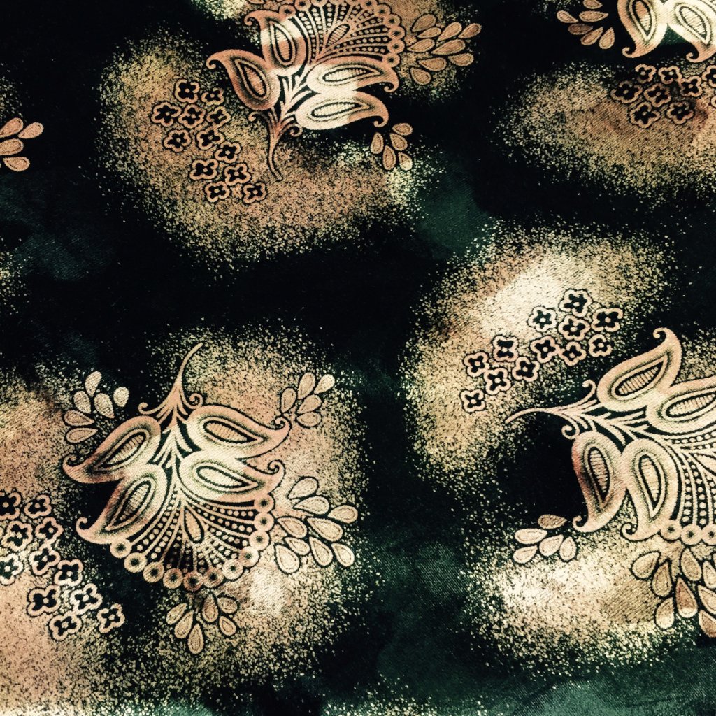 Black and Bronze Printed Stretch Velvet Velour Fabric 58' Wide, - M16-1 Mtex