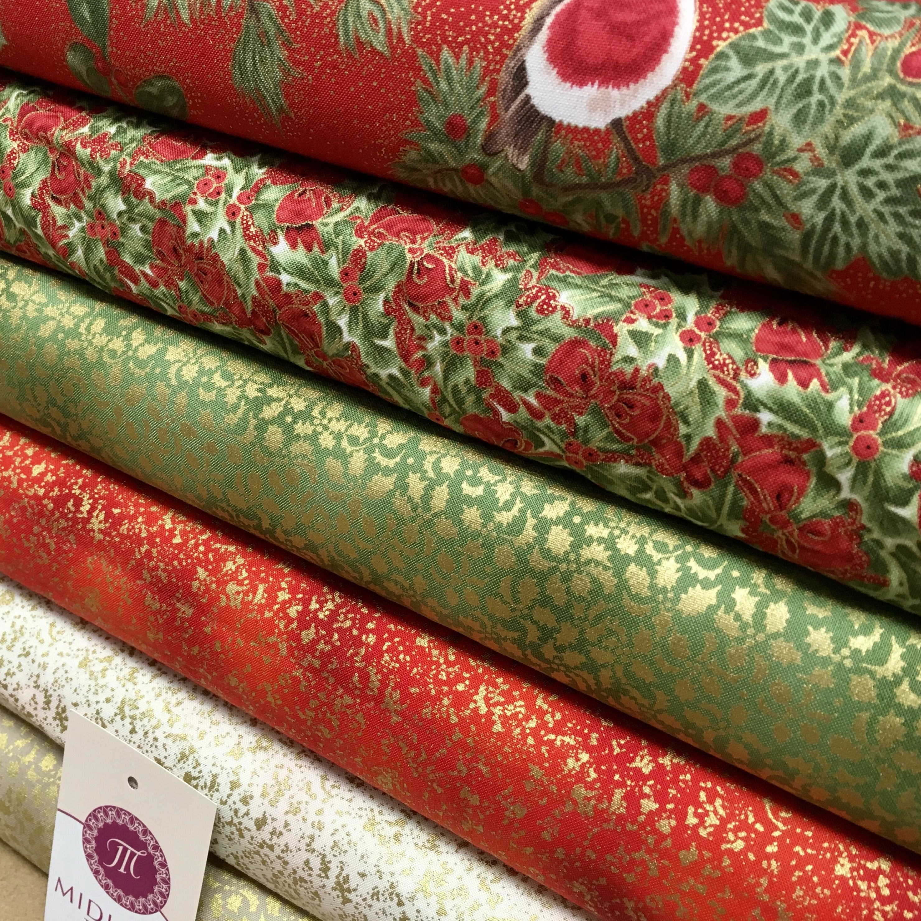 Merry Christmas themed 100% Cotton Patchwork & Crafting Fabric 45' Mtex