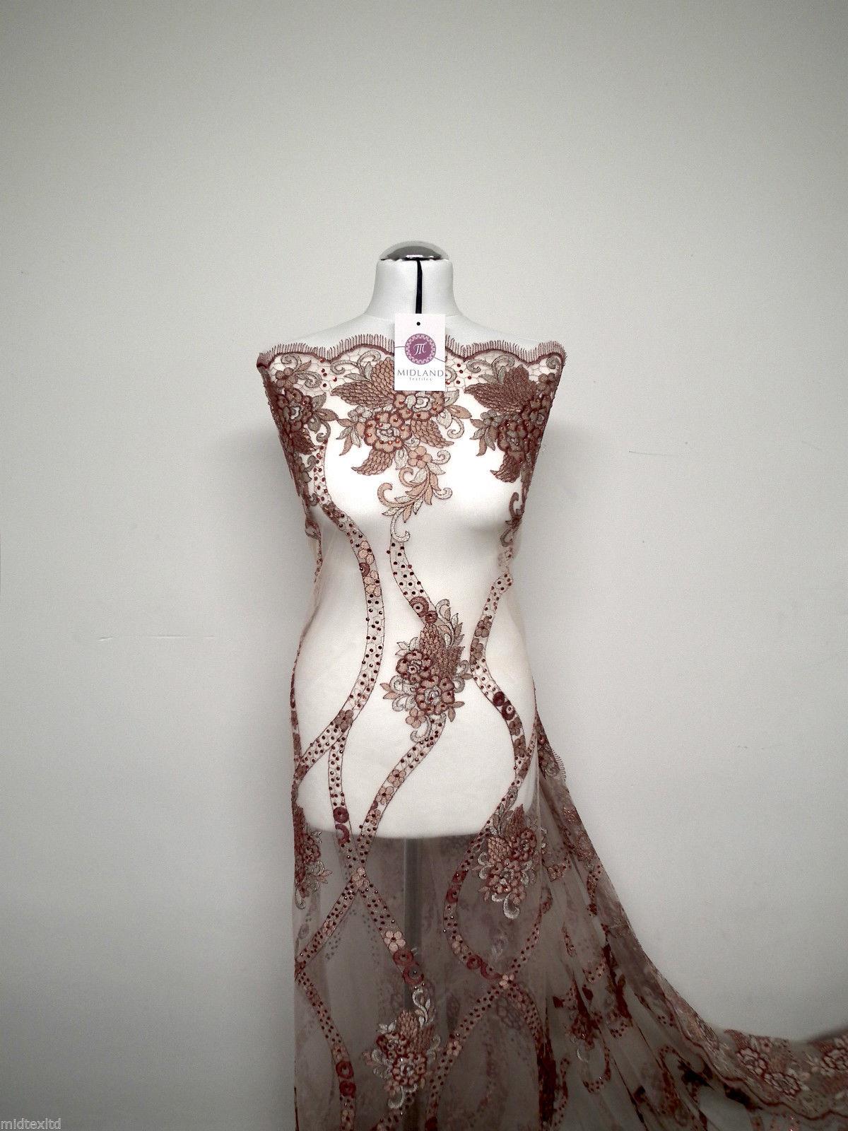 EMBROIDERY SCALLOPED FLORAL TULLE NET LACE BRIDAL DRESS FABRIC M231 EMBROIDERY SCALLOPED FLORAL TULLE NET LACE BRIDAL DRESS FABRIC M231